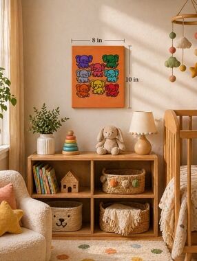 Hand-Painted Rainbow Elephant Canvas Art | 8x10 Nursery Wall Decor